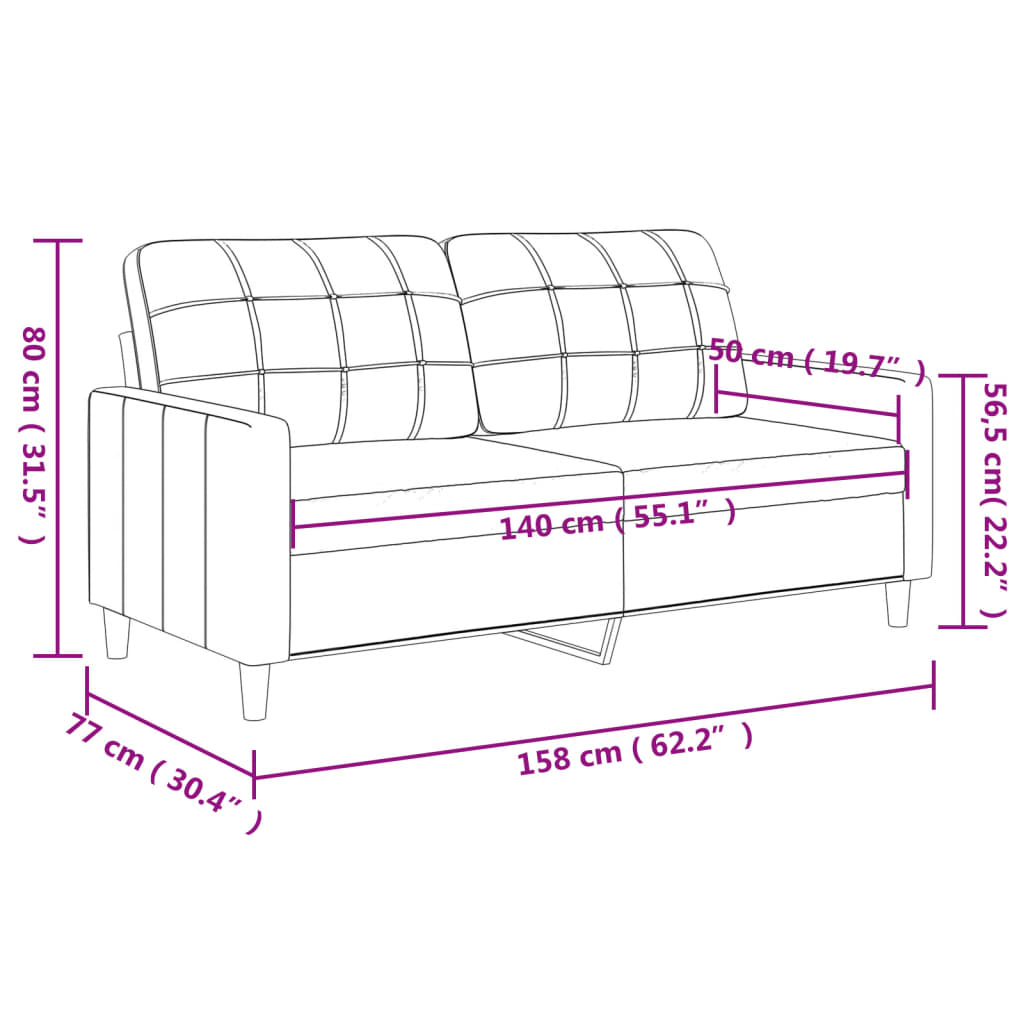 Tweezitsbank 140 cm stof taupe