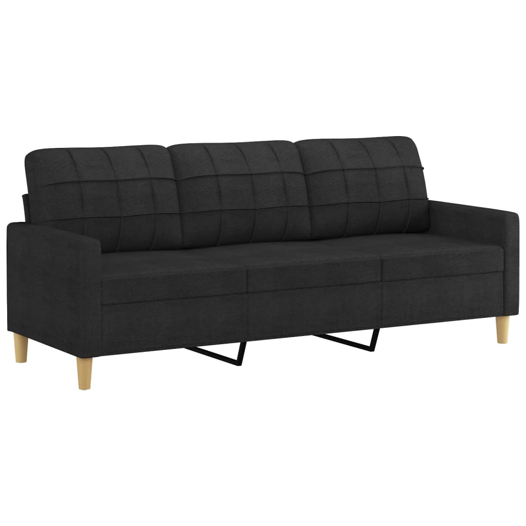Driezitsbank 180 cm stof zwart