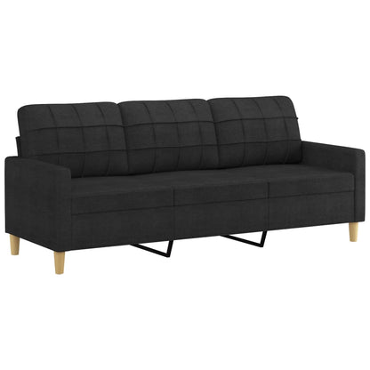 Driezitsbank 180 cm stof zwart