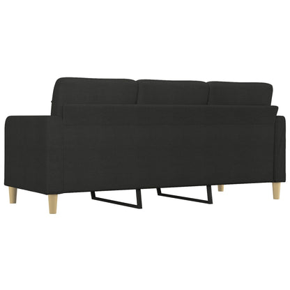 Driezitsbank 180 cm stof zwart