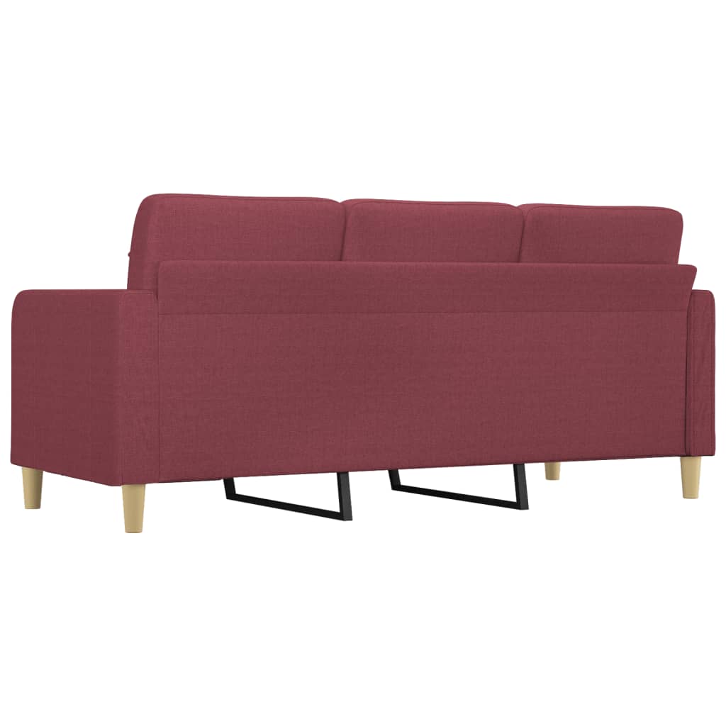 Driezitsbank 180 cm stof wijnrood