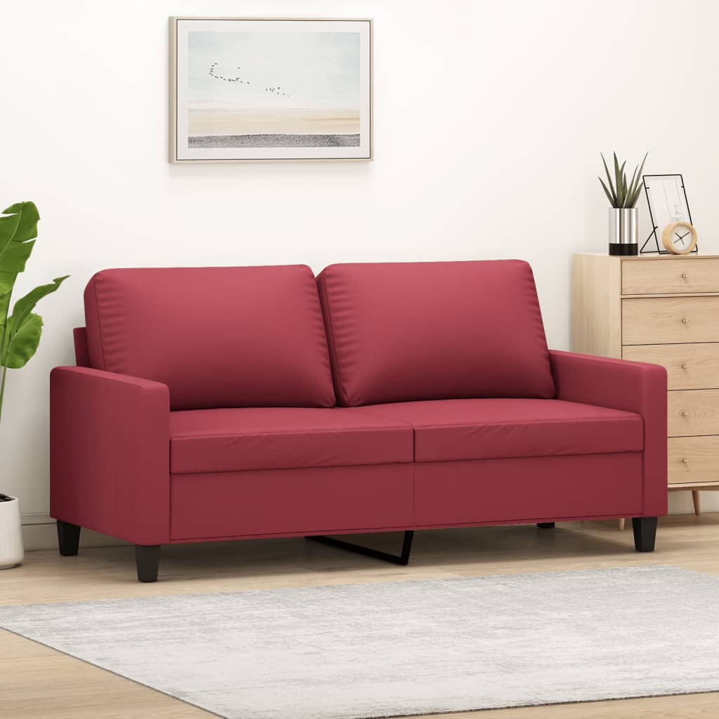 Tweezitsbank 140 cm kunstleer wijnrood