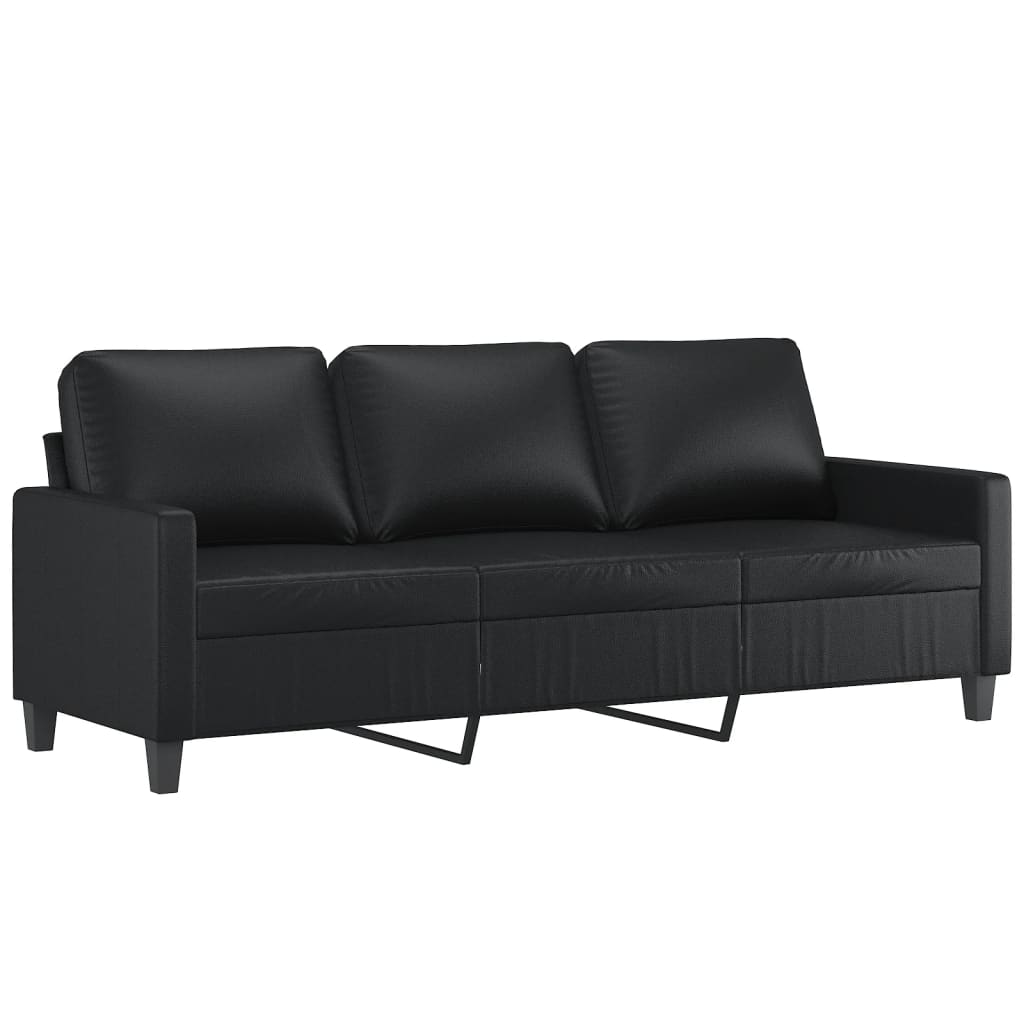 Driezitsbank 180 cm kunstleer zwart