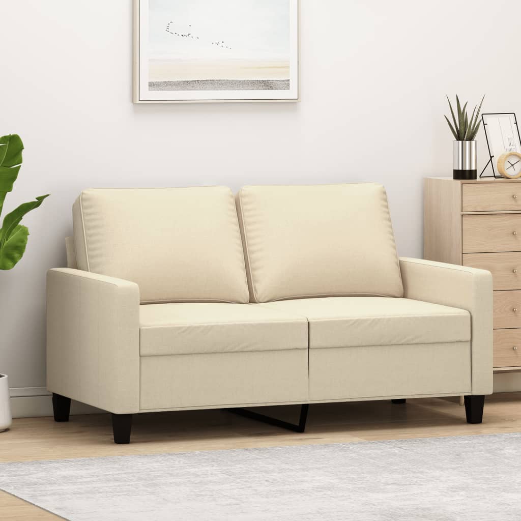 Tweezitsbank 120 cm stof crèmekleurig