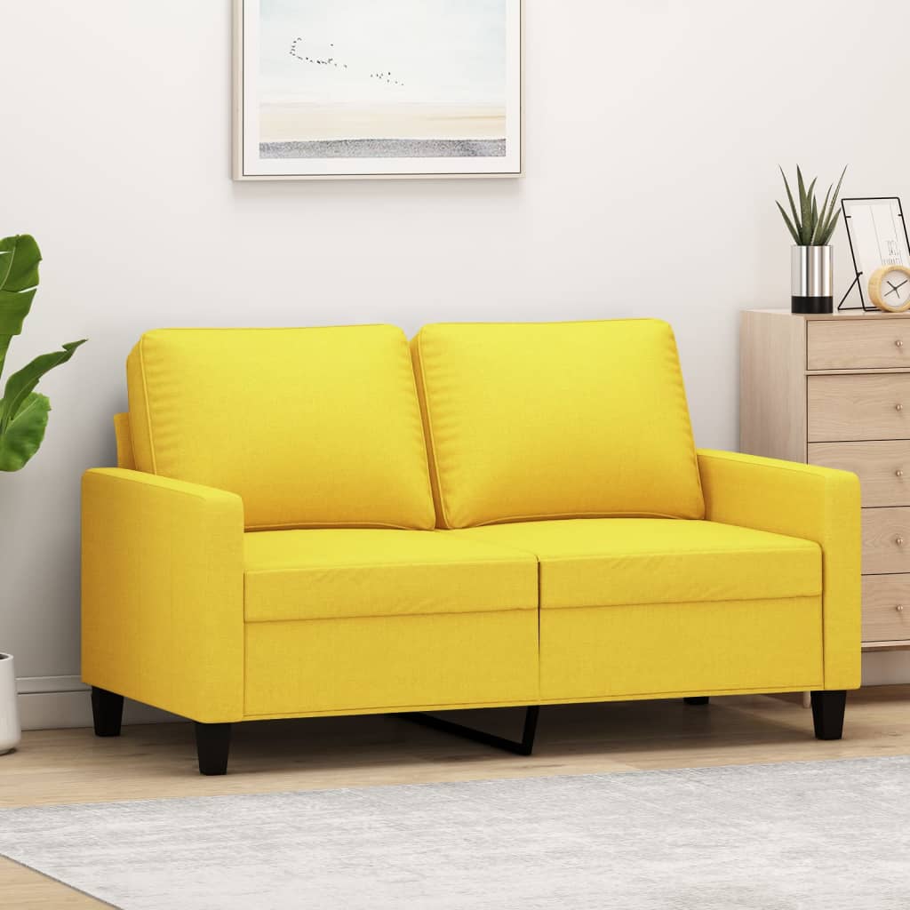 Tweezitsbank 120 cm stof lichtgeel
