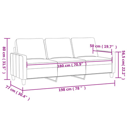 Driezitsbank 180 cm stof crèmekleurig