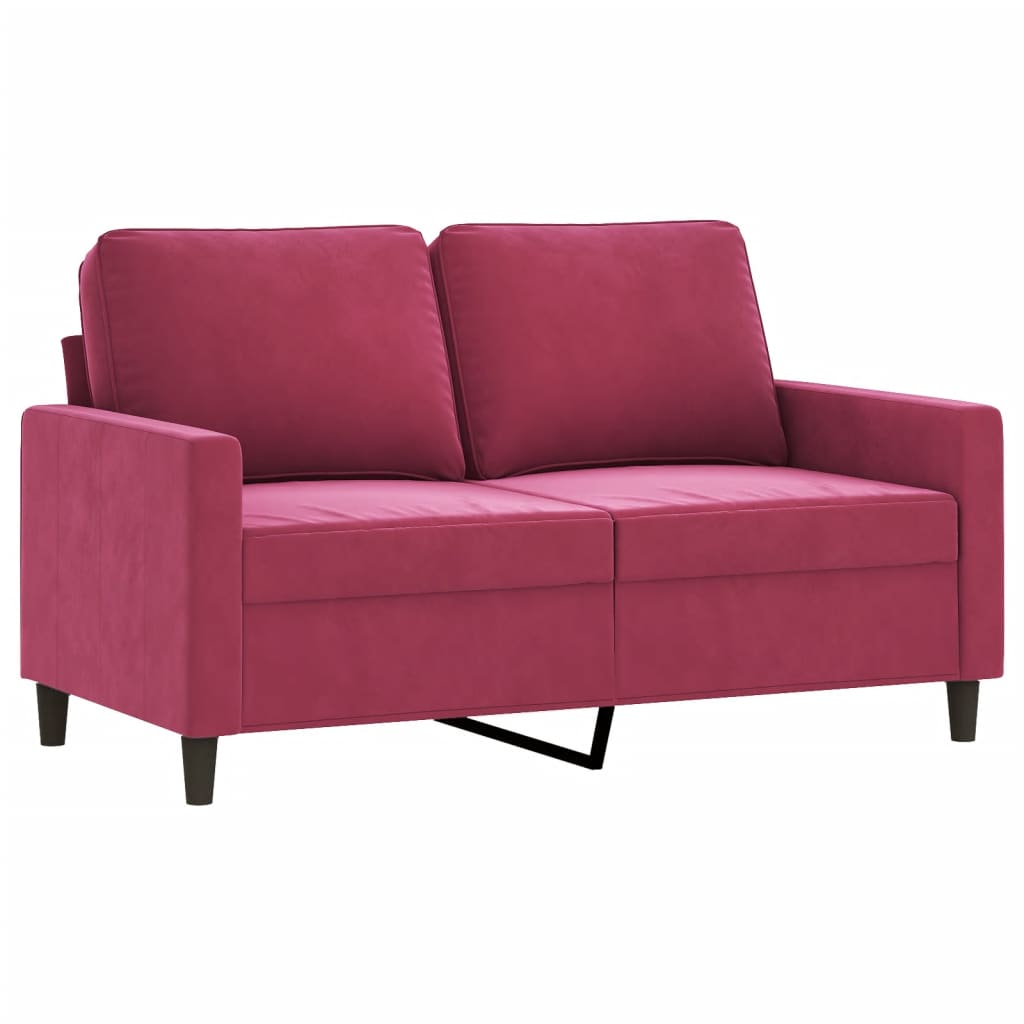Tweezitsbank 120 cm fluweel wijnrood