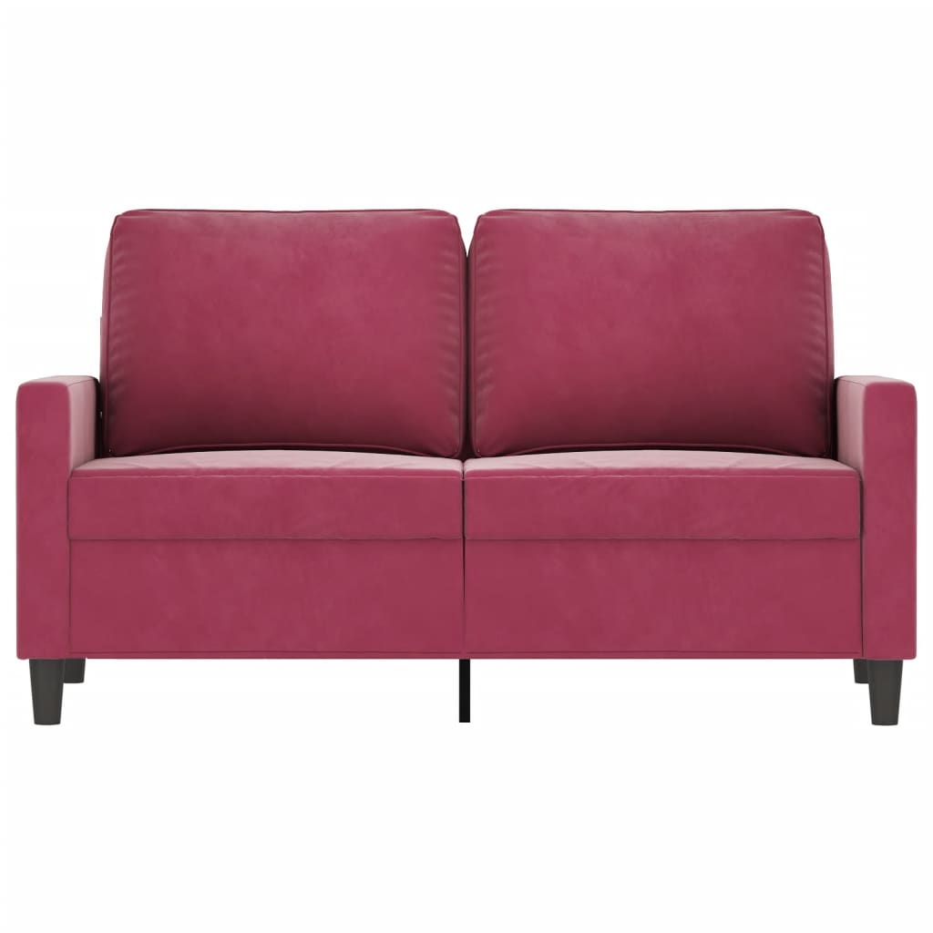 Tweezitsbank 120 cm fluweel wijnrood
