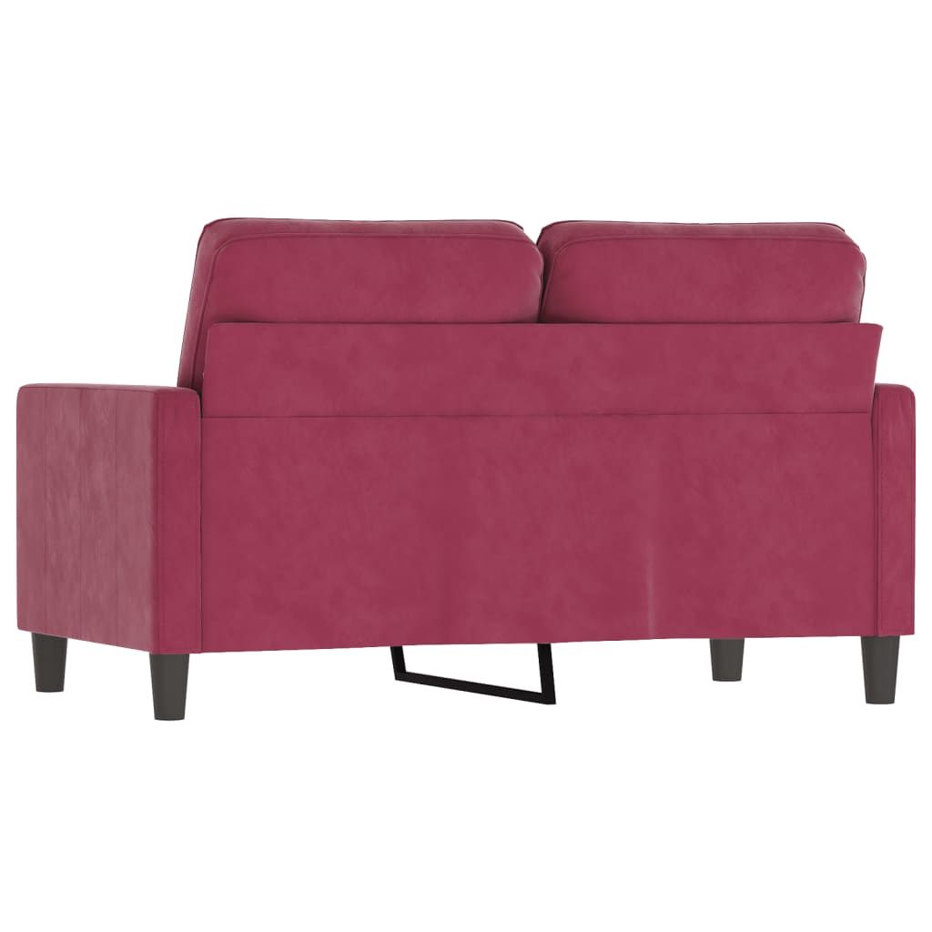 Tweezitsbank 120 cm fluweel wijnrood