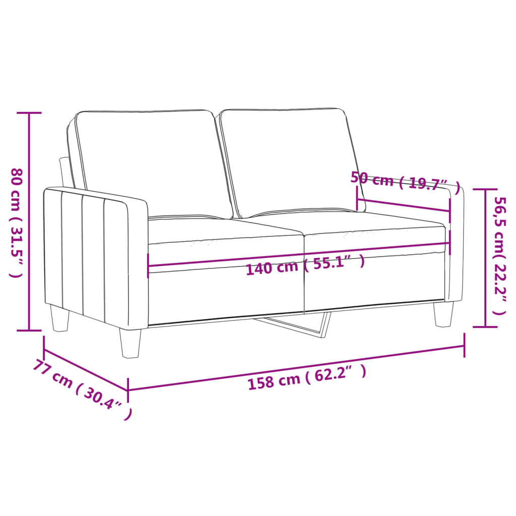 Tweezitsbank 140 cm fluweel donkergrijs