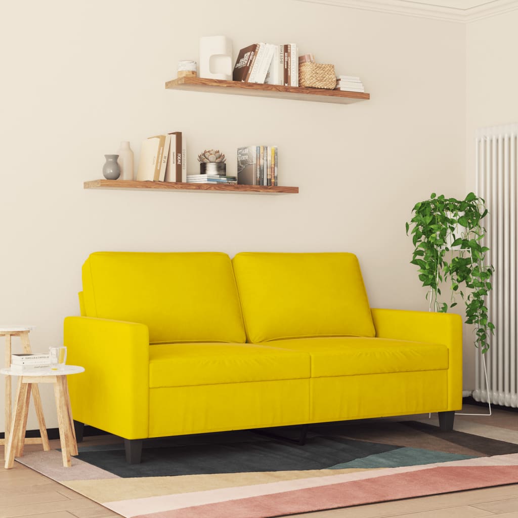 Tweezitsbank 140 cm fluweel geel