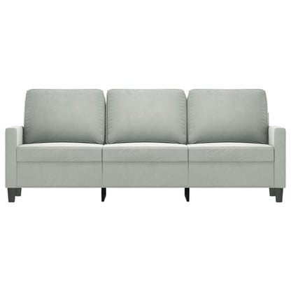 Driezitsbank 180 cm fluweel lichtgrijs