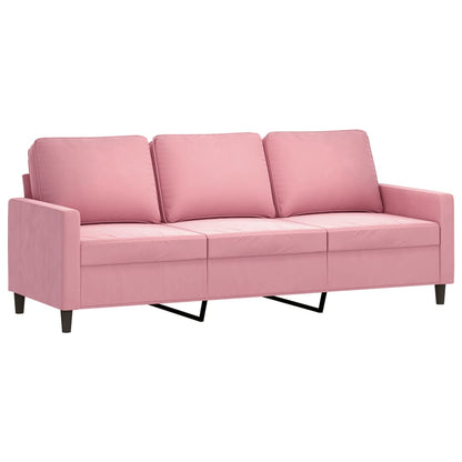 Driezitsbank 180 cm fluweel roze