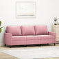 Driezitsbank 180 cm fluweel roze