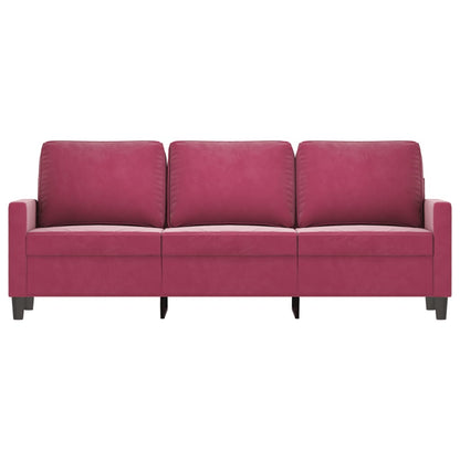 Driezitsbank 180 cm fluweel wijnrood
