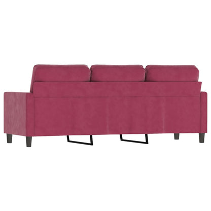 Driezitsbank 180 cm fluweel wijnrood