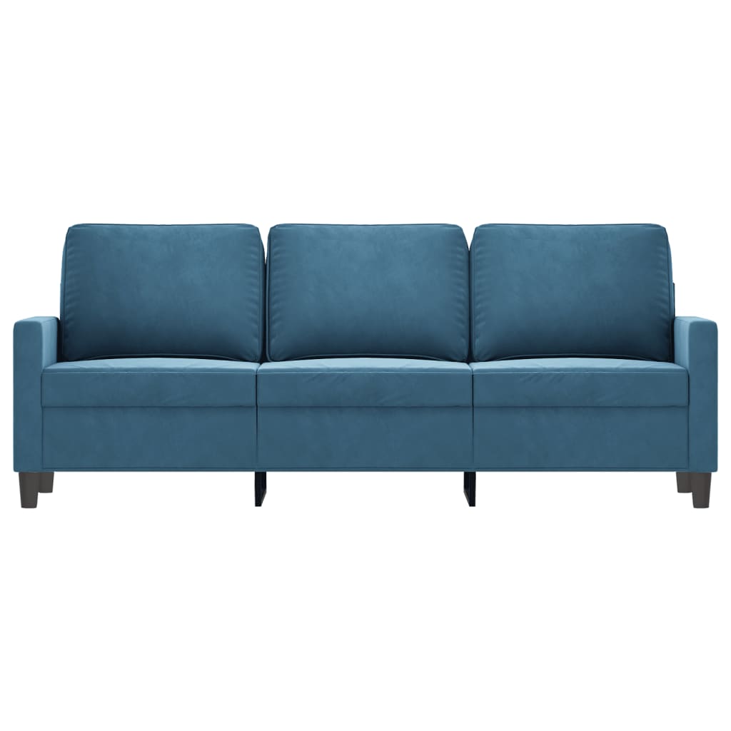 Driezitsbank 180 cm fluweel blauw