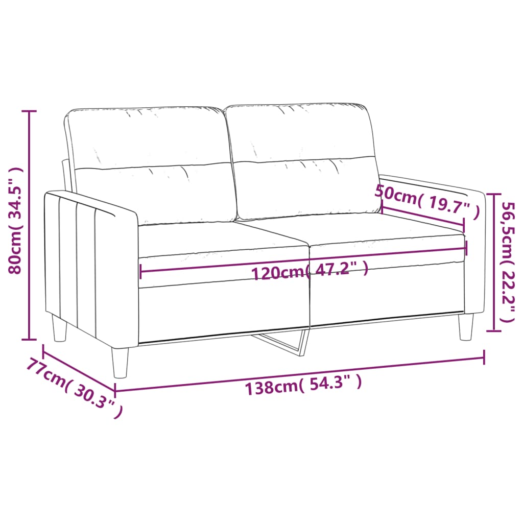 Tweezitsbank 120 cm stof zwart
