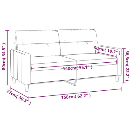 Tweezitsbank 140 cm stof lichtgrijs