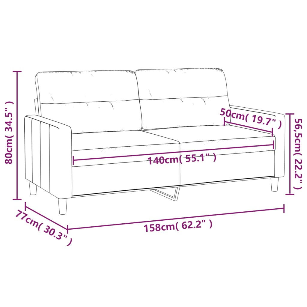 Tweezitsbank 140 cm stof zwart