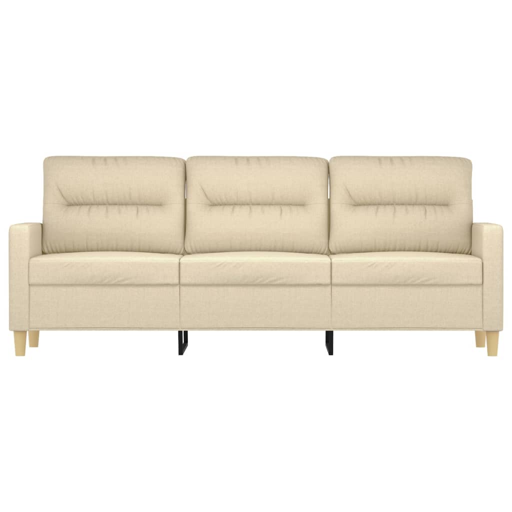 Driezitsbank 180 cm stof crèmekleurig