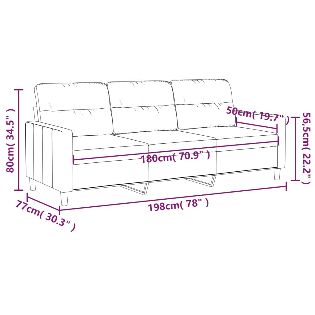 Driezitsbank 180 cm stof bruin
