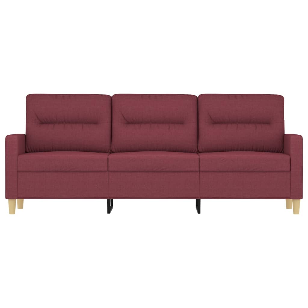 Driezitsbank 180 cm stof wijnrood