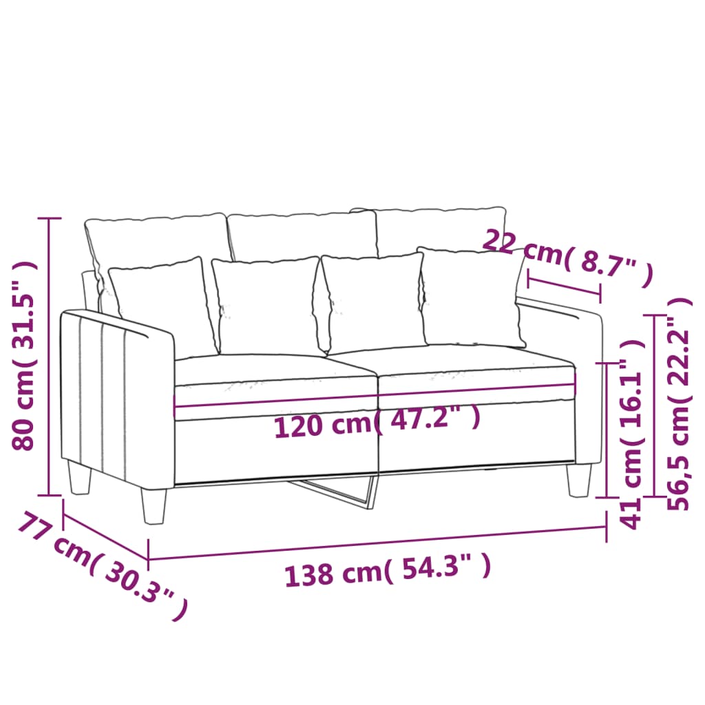 Tweezitsbank 120 cm stof lichtgrijs