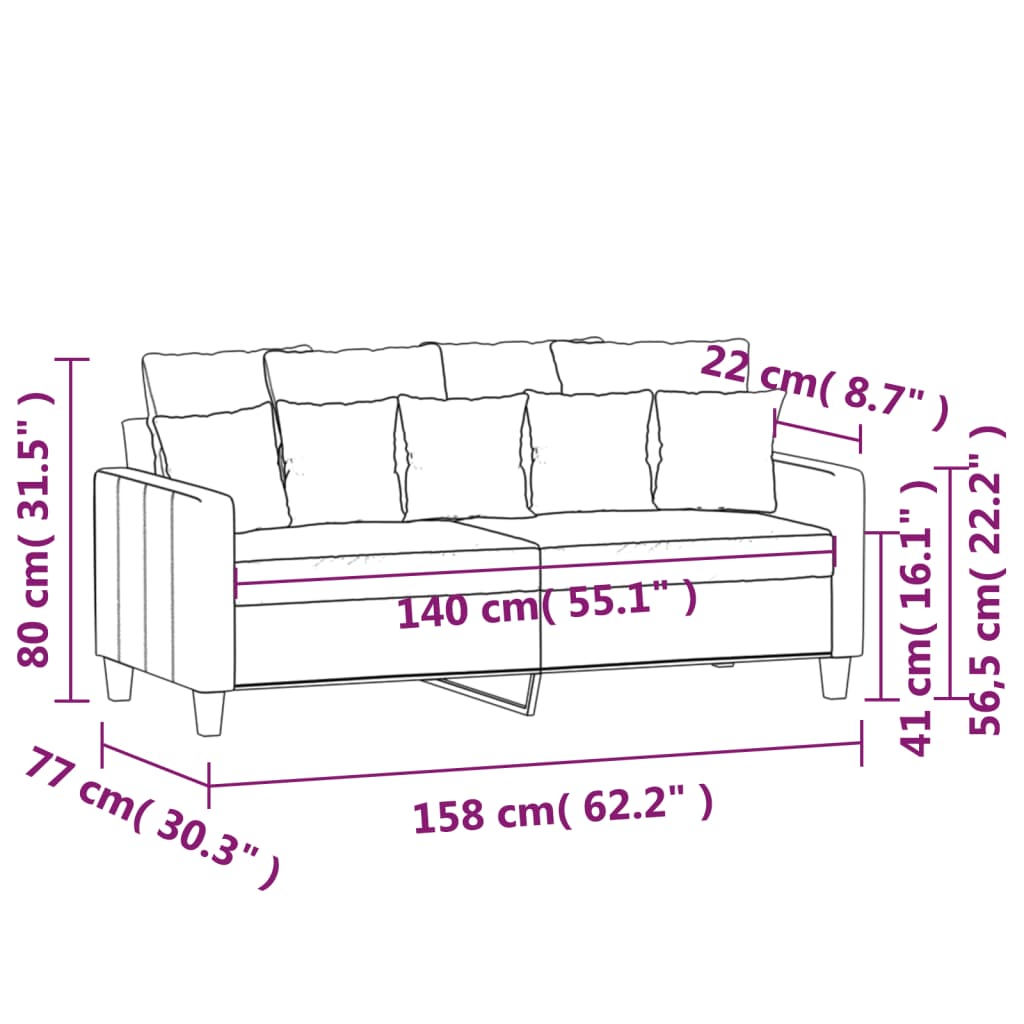 Tweezitsbank 140 cm stof zwart