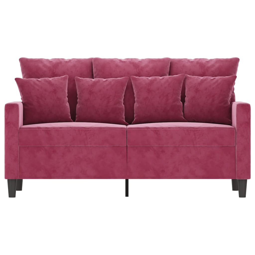 Tweezitsbank 120 cm fluweel wijnrood
