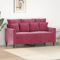 Tweezitsbank 120 cm fluweel wijnrood