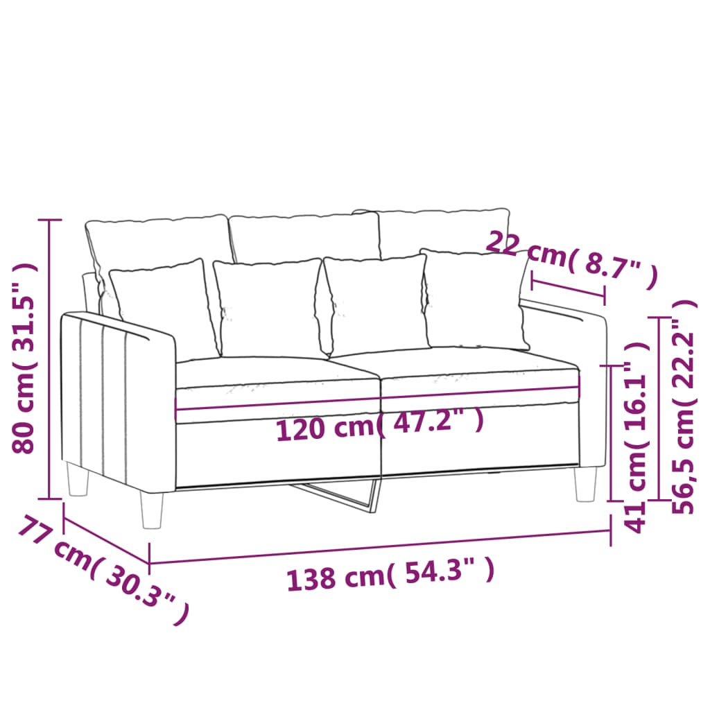 Tweezitsbank 120 cm fluweel bruin