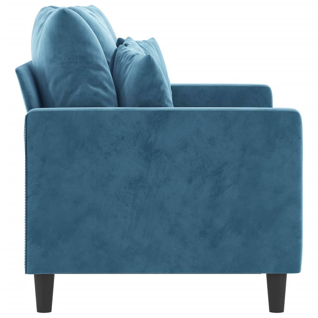 Tweezitsbank 120 cm fluweel blauw