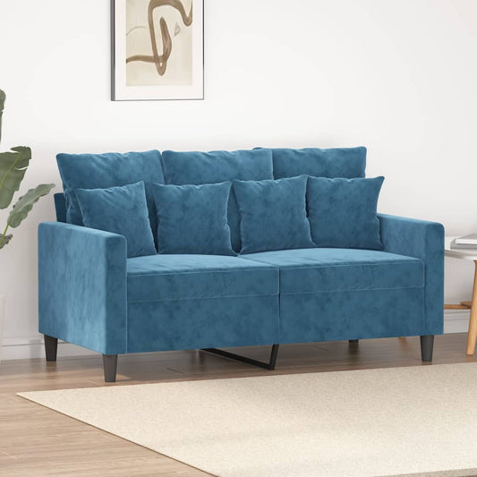 Tweezitsbank 120 cm fluweel blauw