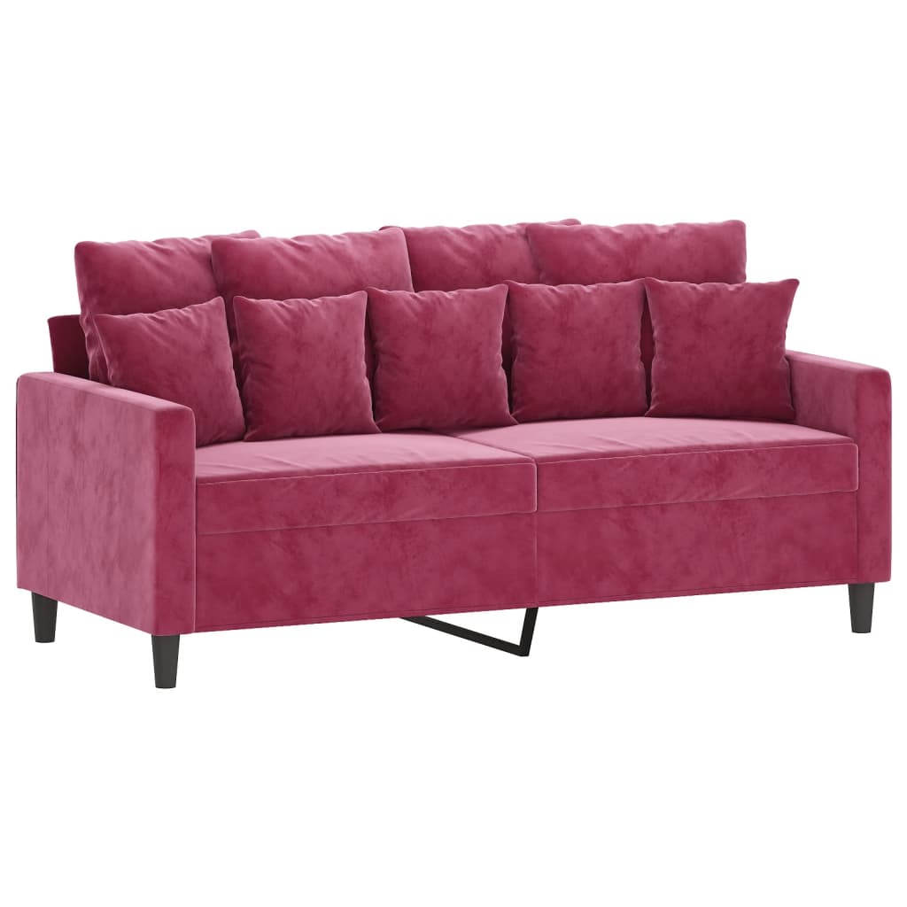 Tweezitsbank 140 cm fluweel wijnrood