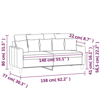 Tweezitsbank 140 cm fluweel zwart