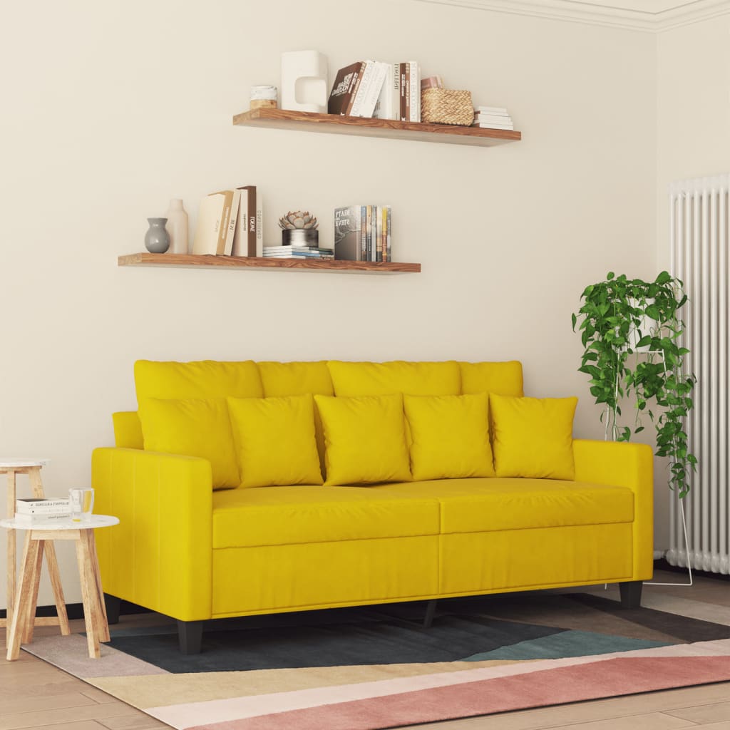 Tweezitsbank 140 cm fluweel geel