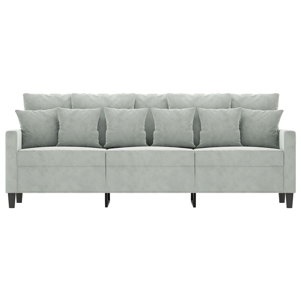 Driezitsbank 180 cm fluweel lichtgrijs
