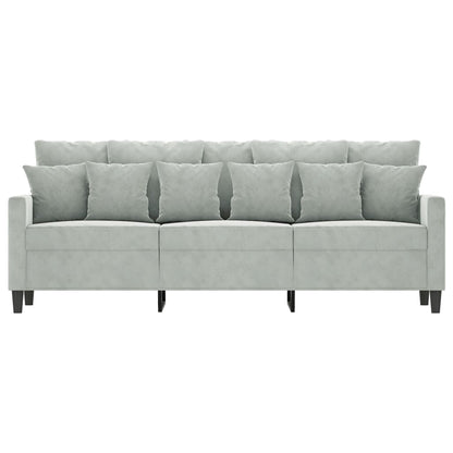 Driezitsbank 180 cm fluweel lichtgrijs
