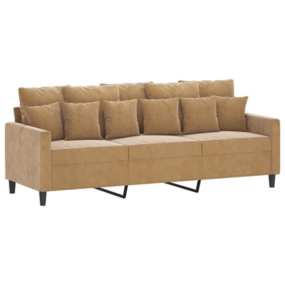 Driezitsbank 180 cm fluweel bruin