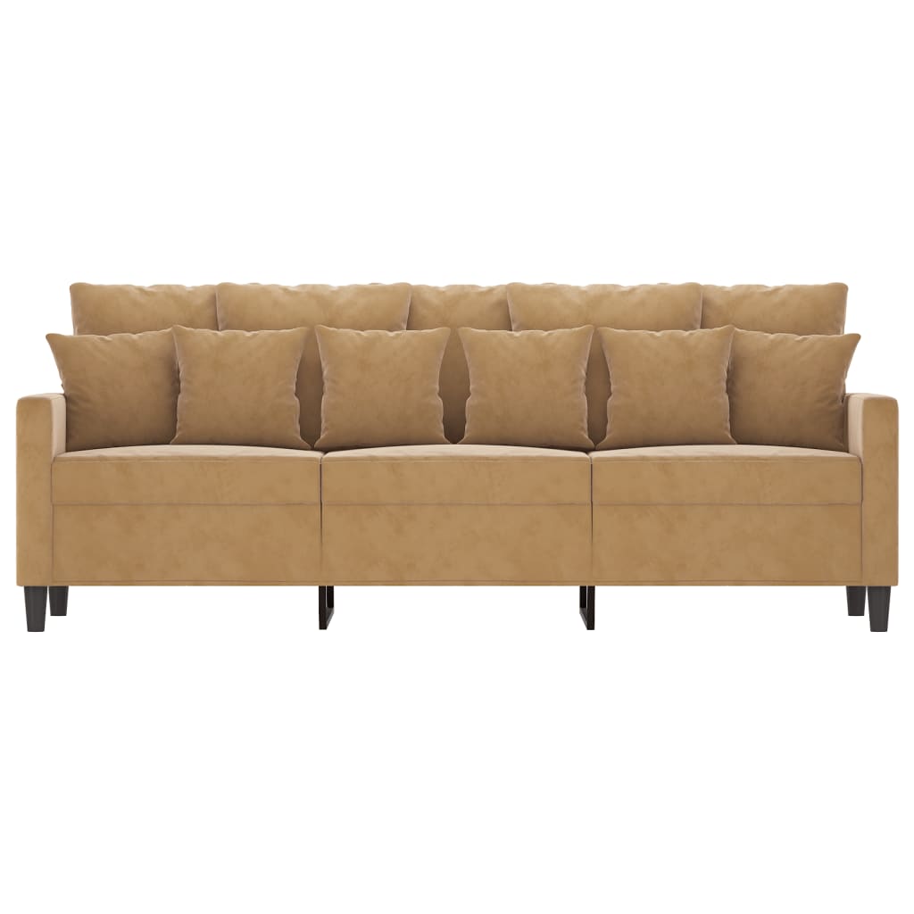 Driezitsbank 180 cm fluweel bruin