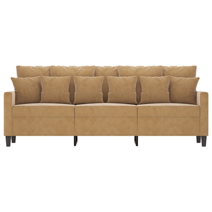 Driezitsbank 180 cm fluweel bruin