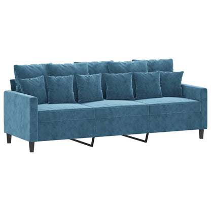 Driezitsbank 180 cm fluweel blauw