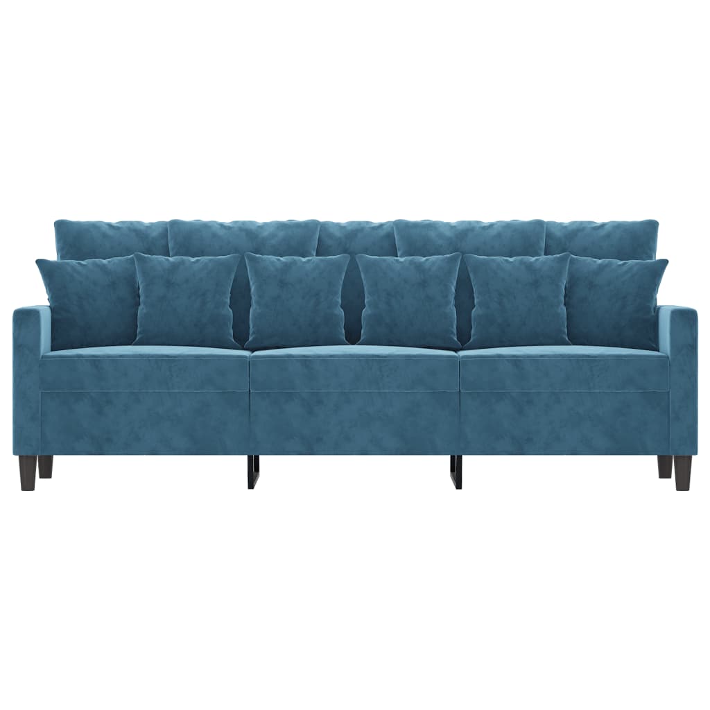 Driezitsbank 180 cm fluweel blauw