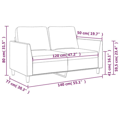 Tweezitsbank 120 cm kunstleer grijs
