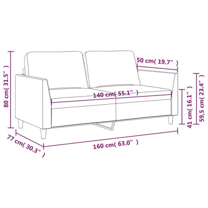 Tweezitsbank 140 cm kunstleer grijs