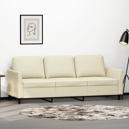 Driezitsbank 180 cm kunstleer crèmekleurig