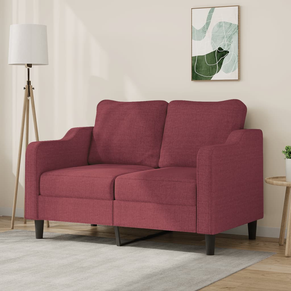 Tweezitsbank 120 cm stof wijnrood