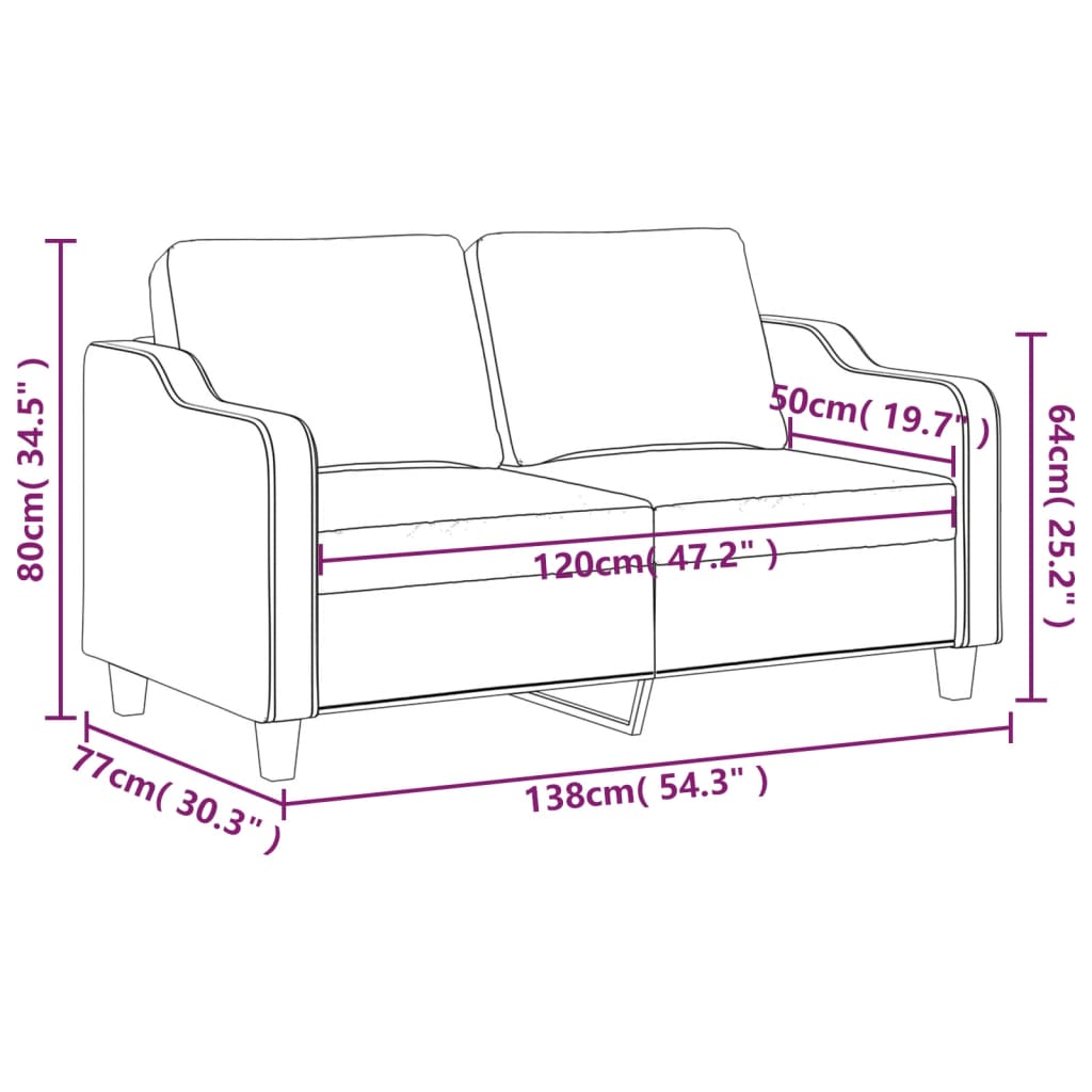 Tweezitsbank 140 cm stof taupe