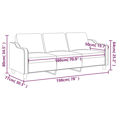 Driezitsbank 180 cm stof crèmekleurig
